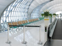 Airport and other station path barrier with fencing posts.