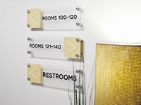 Directional signs of restaurants and hotels on the wall