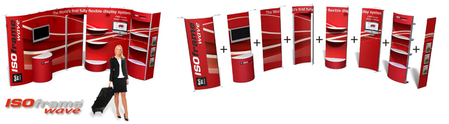 Flexible mobile advertising exhibition stands. Modular system. Advertising and photo wall