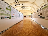 Передвижная выставка, подвеска бумажных постеров и работ на стену, аренда.
